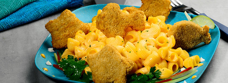 Croquetas de pescado y macarrones con queso