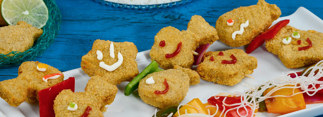 Croquetas de pescado con vegetales agridulces